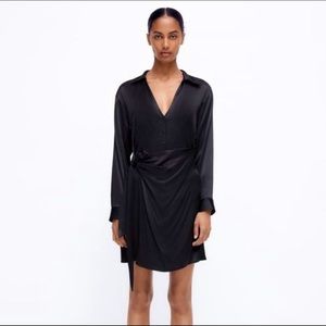 XL Long Sleeve Wrap Satin Dress